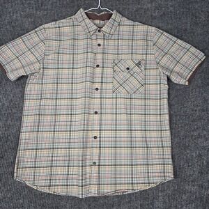 Legendary Outdoors Mens XL Plaid Snap Front Short Sleeve Shirt Casual Stretch